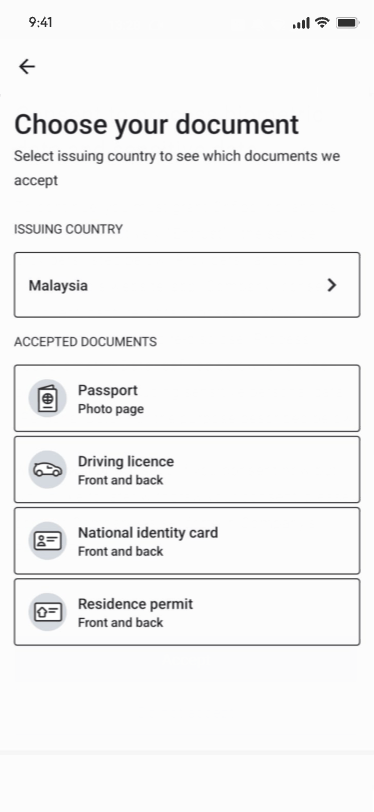 Animation showing the Wahed app product selection screen